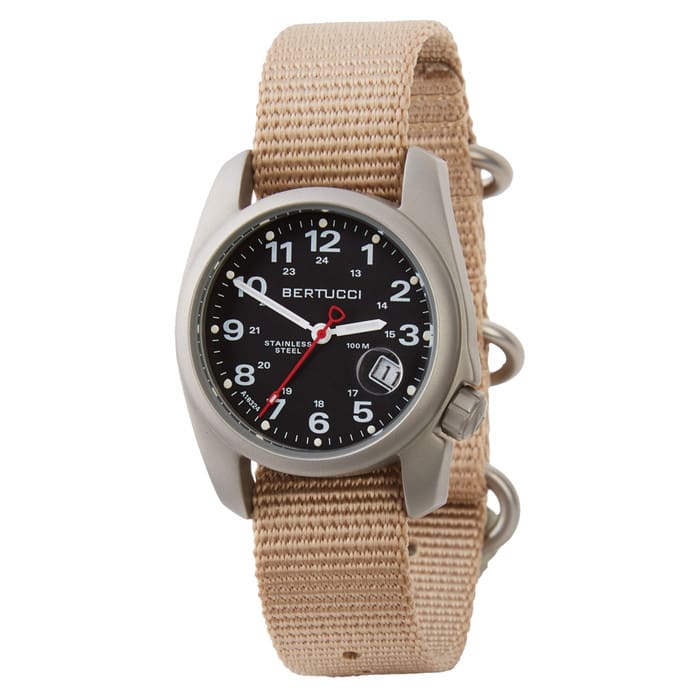 Bertucci A-1S Super Field Watch with Defender Khaki Nylon Strap #10601