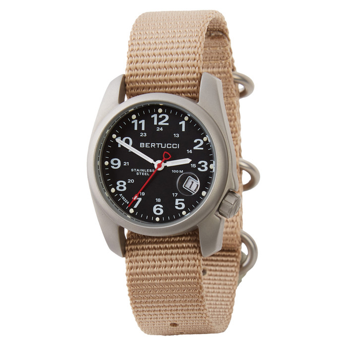 Bertucci A-1S Super Field Watch with Defender Khaki Nylon Strap #10601