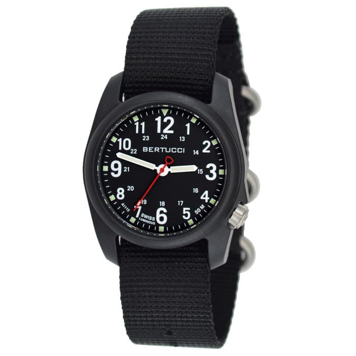 Bertucci DX3 Field Poly Resin Watch, Black Nylon Strap, Black Dial - 11015