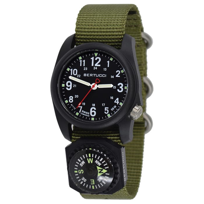 Bertucci DX3 Compass™ Field Watch with Nylon Strap, Black Dial - #11103