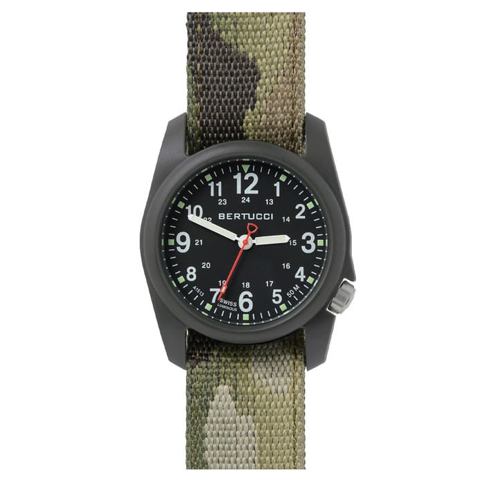 Bertucci DX3 Field Watch with Black Dial and Camo Strap #11111