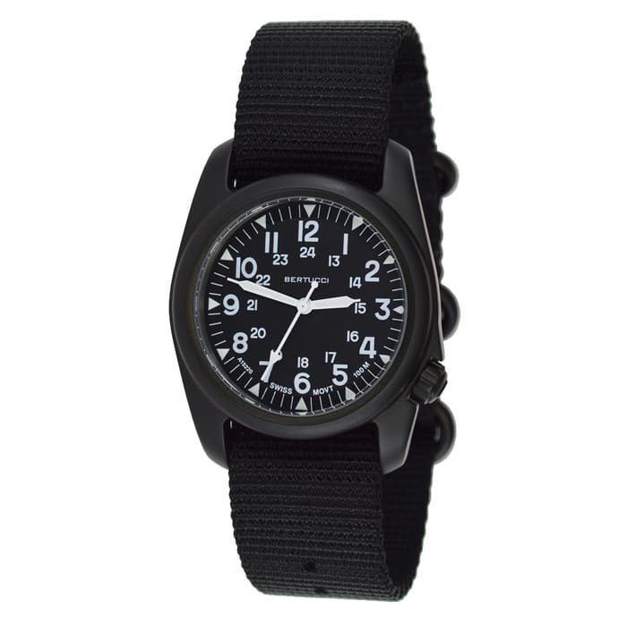 Bertucci A-2S Vintage Black with Swiss Movement and Black Dial #11509