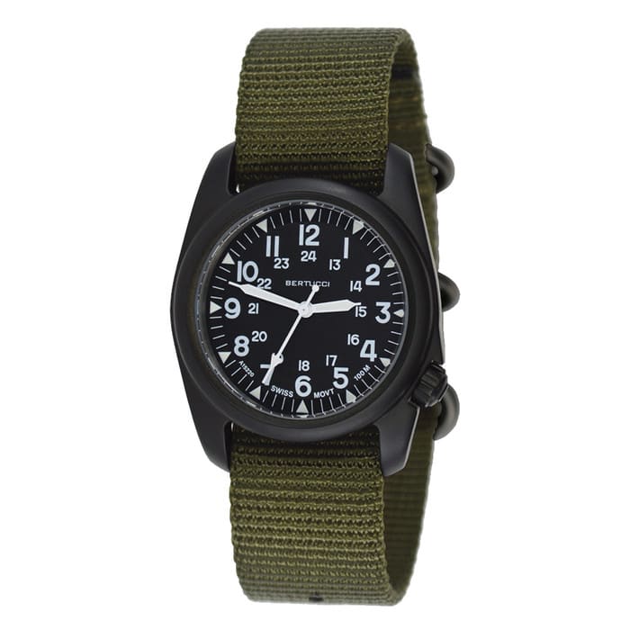 Bertucci A-2S Vintage Black with Swiss Movement and Black Dial #11510