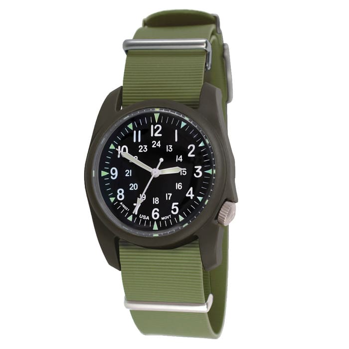 Bertucci A-2RA Retroform with USA Movement and Green Rubber One-Piece Strap #11604