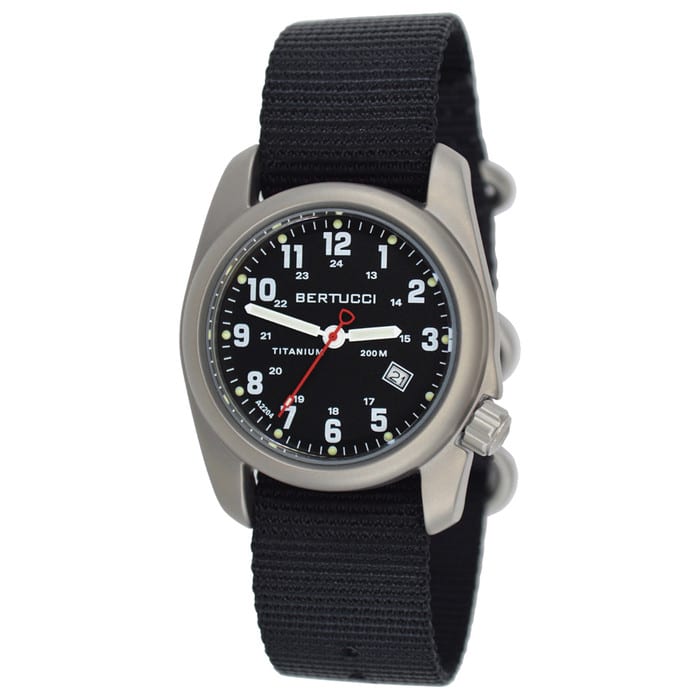 Bertucci A-2T Black Dial Titanium Watch with Black Nylon Strap #12022