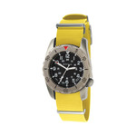 Bertucci A-2TR Field Pro Black Dial Watch with Yellow Italian Strap #12146