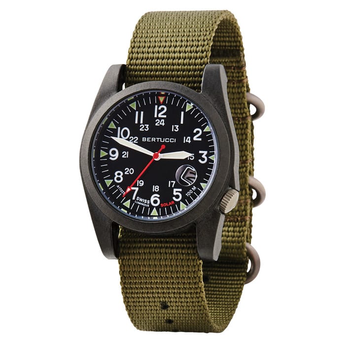 Bertucci A-3PS Solar Field Watch with Forest Nylon Strap #13801