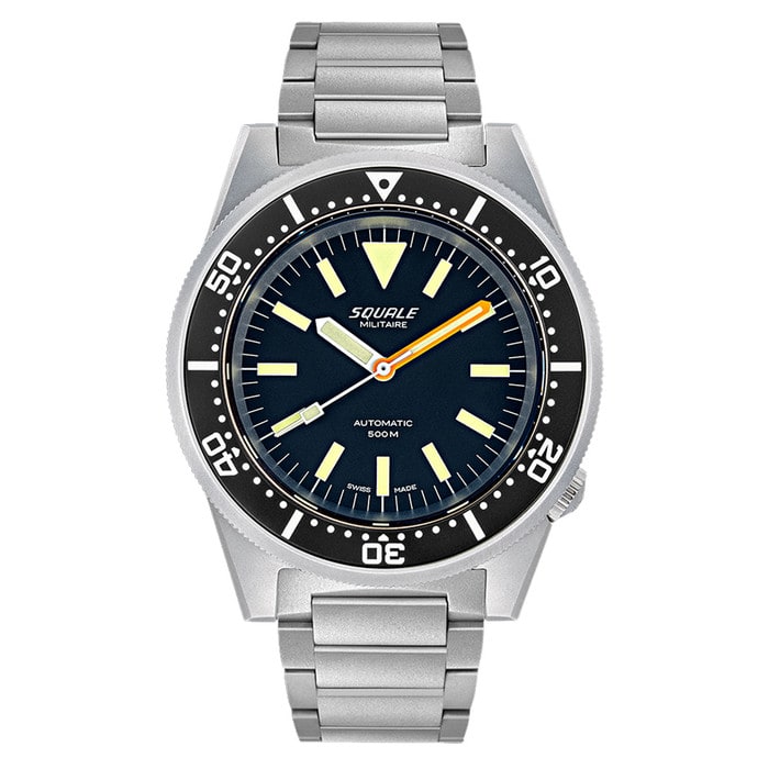 Squale Militaire 50 Atmos Swiss Dive Watch with Blasted Case #1521MILBL.SQ20S