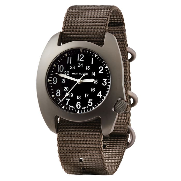Bertucci D-3T Retroform Epic Field Watch with Black Dial and Ghost Gray Nylon Strap #17017