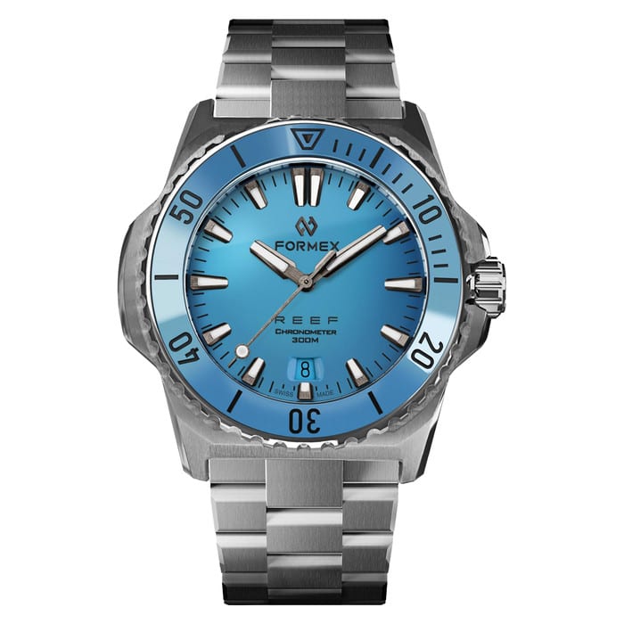 Formex Baby REEF 39.5mm Chronometer Watch with Bahama Blue Dial #2201-1-6367-100