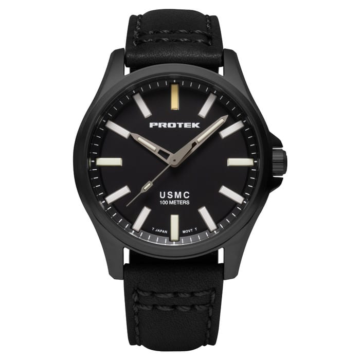 Protek IP Titanium Field Watch 3100 USMC Series with Tritium T100 Tubes and Black Dial #PT3102
