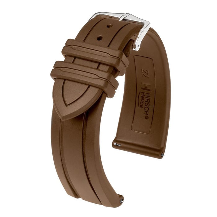 Hirsch Hevea Brown Premium Caoutchouc Natural Rubber Watch Strap #404588-15