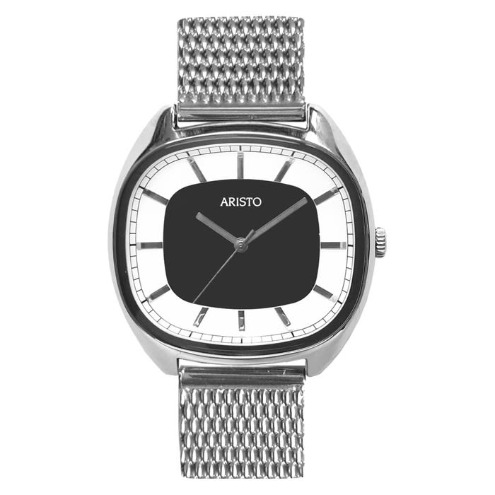 Aristo 36mm Classic Dress Watch with Rectangular Face and Black Dial #4H247-M