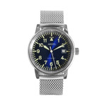 Aristo Blue Dial Flight Watch with Mesh Bracelet and a Sapphire Crystal #4H251-M