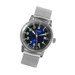 Aristo Blue Dial Flight Watch with Mesh Bracelet and a Sapphire Crystal #4H251-M tilt