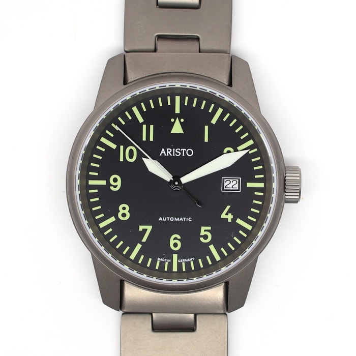 Aristo 40mm Titanium Swiss Automatic Aviator Watch #5H101TIBI