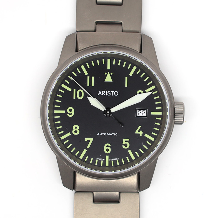 Aristo 40mm Titanium Swiss Automatic Aviator Watch #5H101TIBI