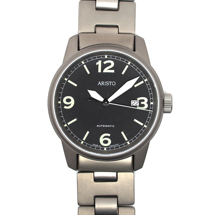 Aristo 40mm Titanium Swiss Automatic Aviator Watch #5H67TIBI