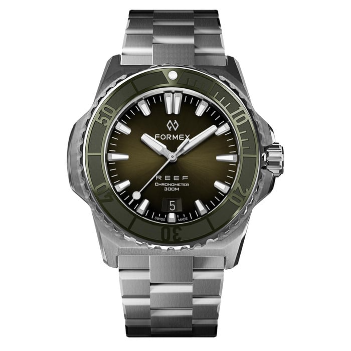 Formex Baby REEF 39.5mm Swiss Automatic Chronometer Dive Watch with Sunburst Green Dial #2201-1-6300-100