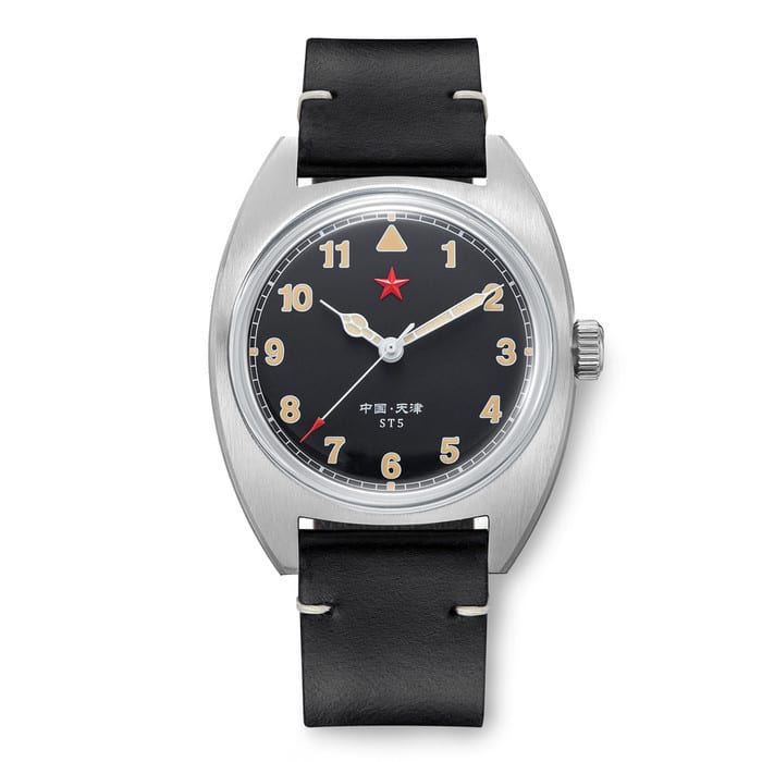Red Star Historic Watch with ST5 Mechanical Movement and Black Strap #8608-BL
