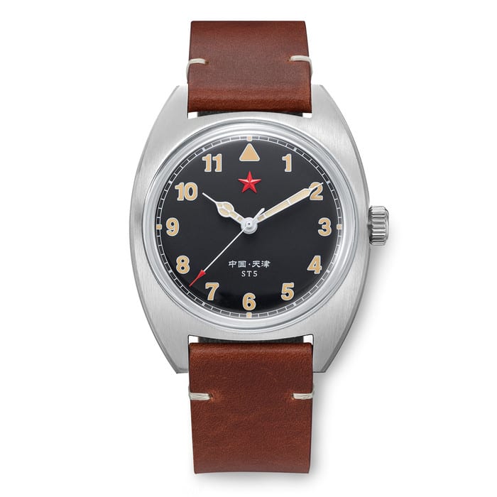 Red Star Historic Watch with ST5 Mechanical Movement and Brown Strap #8608-BR