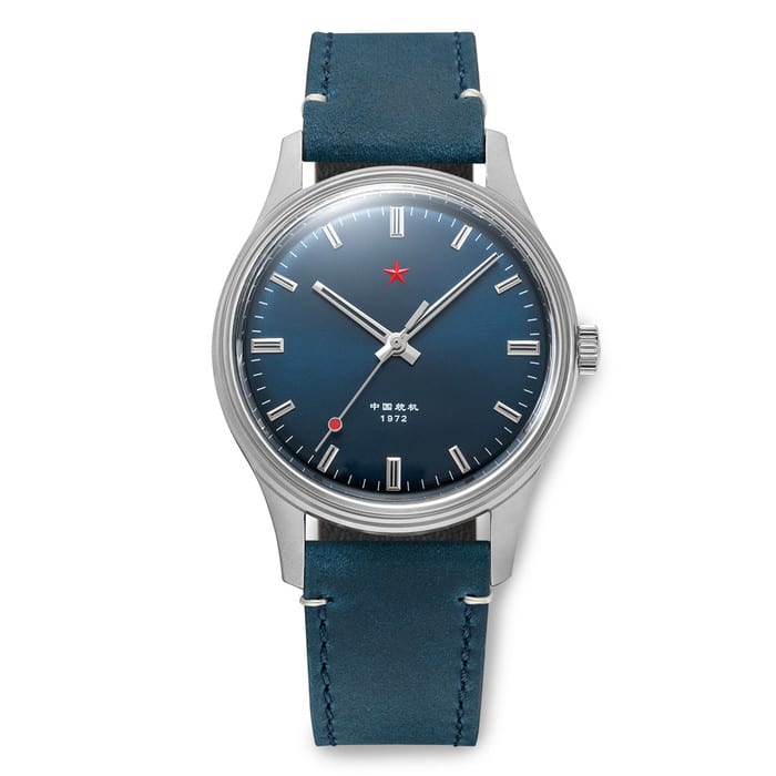 Red Star 3-Hand Dress Watch with Blue Dial and Mechanical Movement #8598-L