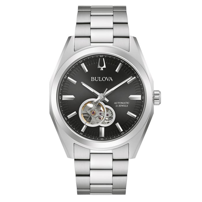 Bulova Surveyor Automatic Watch with Open Heart Black Dial #96A270