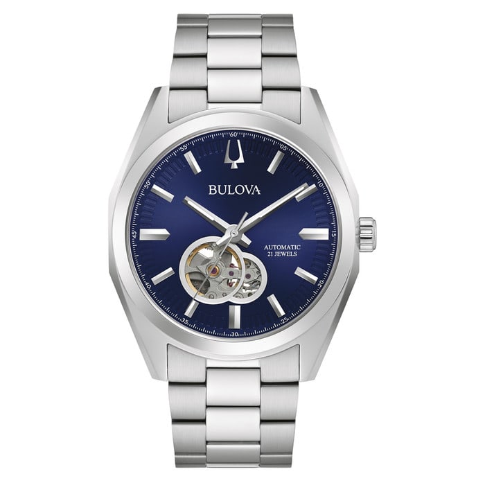 Bulova Surveyor Automatic Watch with Open Heart Blue Dial #96A275