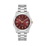 Bulova Surveyor Automatic Watch with Sunburst Maroon Dial #98B422