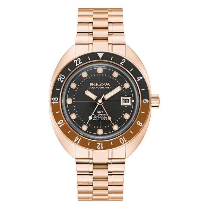 Bulova Oceanographer GMT Automatic Dive Watch in Rose Gold #97B215