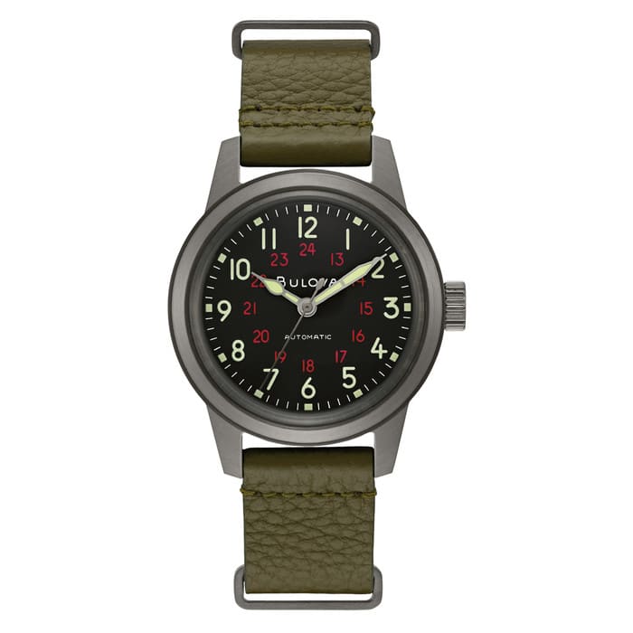 Bulova Hack Automatic Field Watch with 38mm Gun Metal Case and Black Dial #98A255
