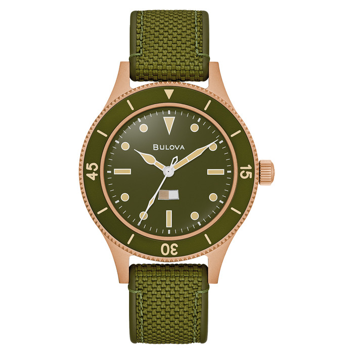 Bulova MIL SHIPS 41mm Automatic Bronze Watch with Big Dome Sapphire Crystal #98A324