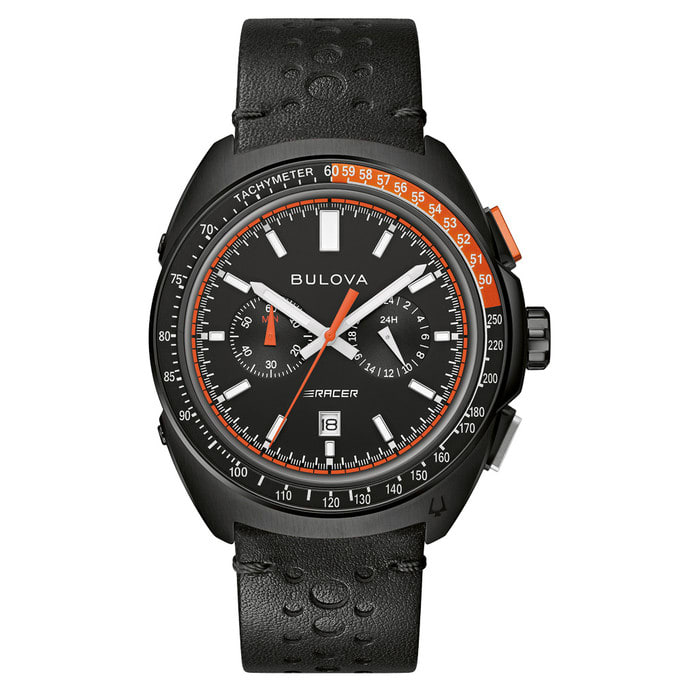 Bulova Racer Chronograph with Black Dial and Orange Accents #98B428