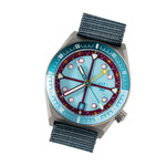 ADPT Series 1 GMT Titanium Field Watch with Aqua Berry Dial #ADPT-DT-AB
