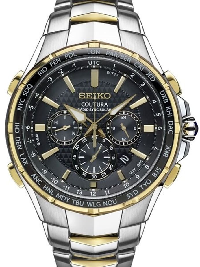 Seiko Coutura Radio Sync Solar Chronograph Two-Tone Mens Watch #SSG010