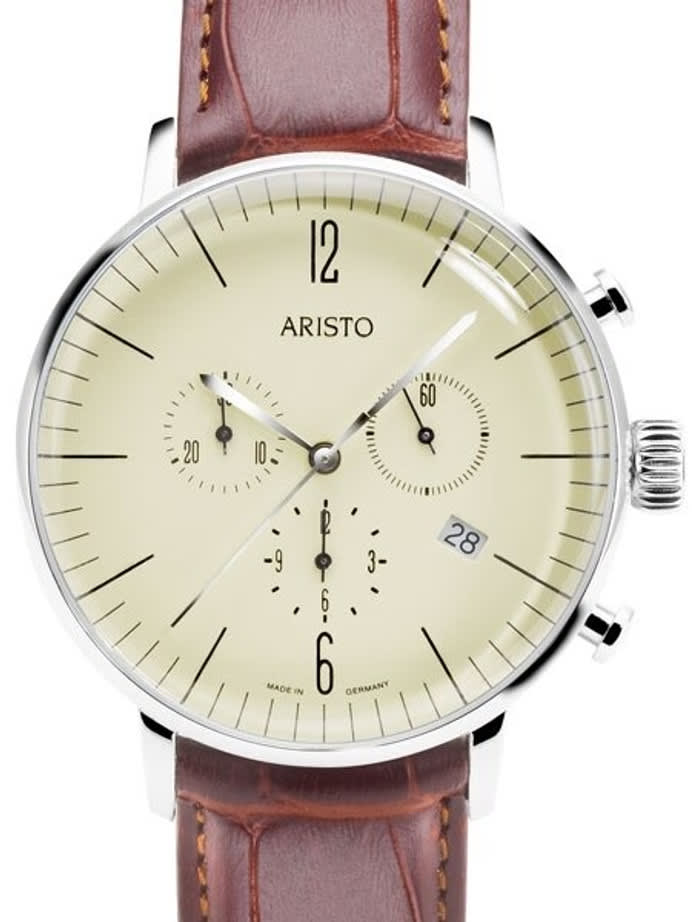 Aristo Bauhaus Swiss Quartz Chronograph Watch with 12-Hr Totalizer #4H152