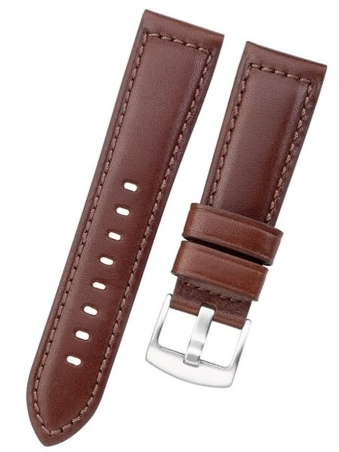 Horween Panerai-Style, Brown Calfskin Leather with Thick Padding at the Lugs #INS-HORPAD02