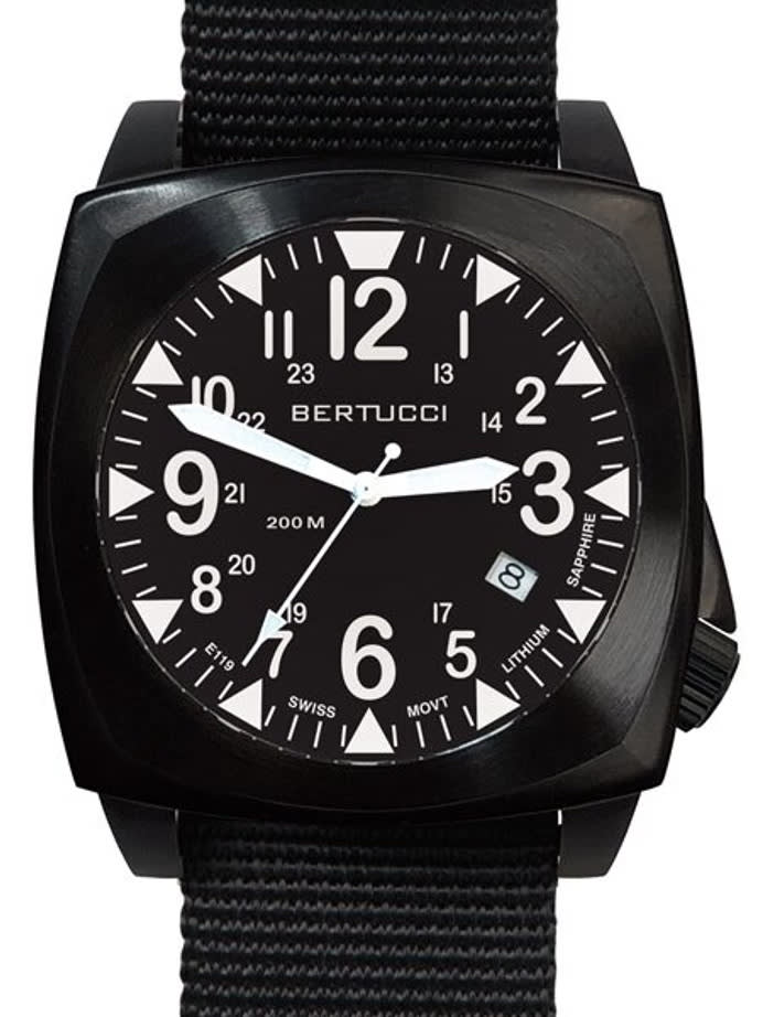 Bertucci E-1S Ballista 44mm Black Ion Field Watch with a Dome Sapphire Crystal #13600