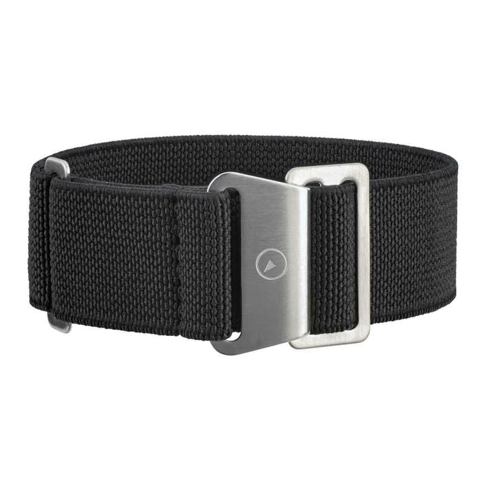 Black Elastic Woven Nylon Strap with Brushed Finish Steel Clasp #EWB-01-SS