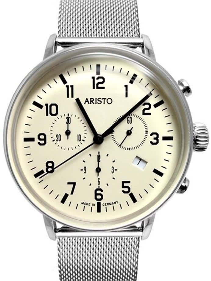 Aristo Bauhaus Swiss Quartz Chronograph Watch on Mesh Bracelet #4H160M