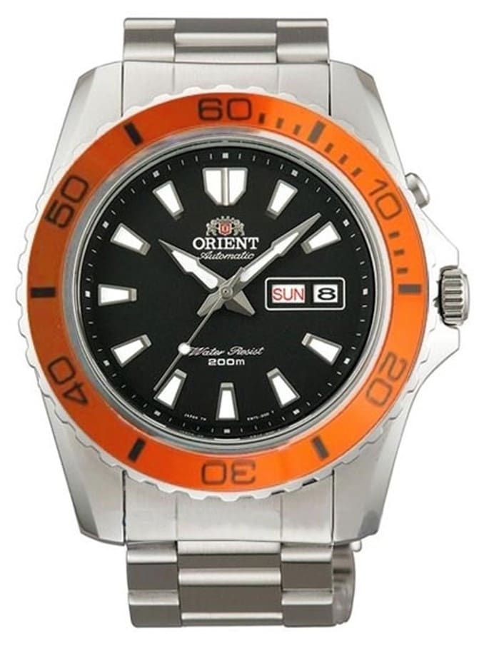 Orient XL 21-Jewel Automatic Dive Watch with Orange Bezel #CEM75004B