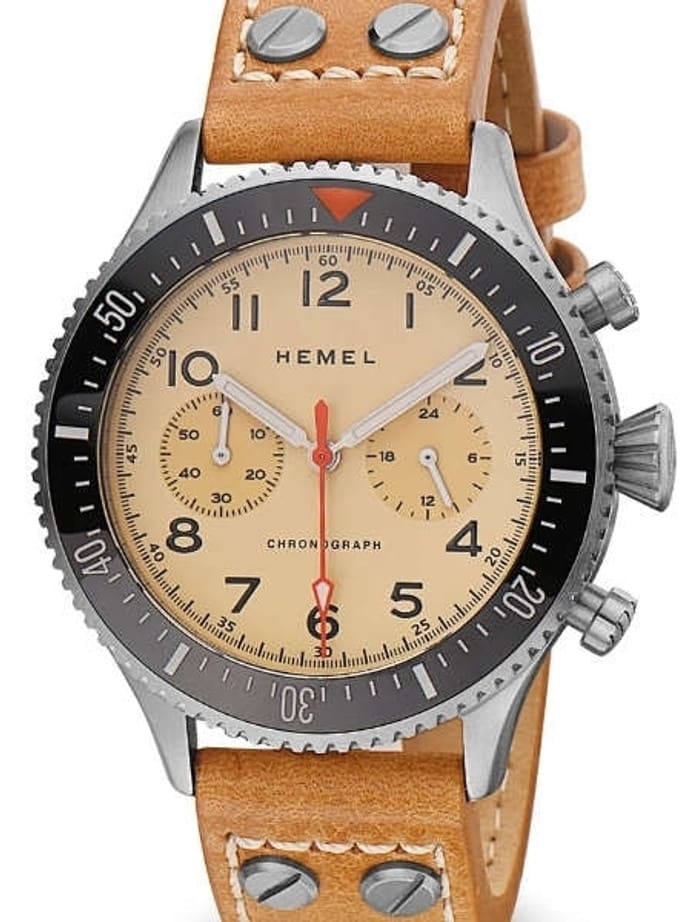 HEMEL Meca-Quartz Chronograph Watch with 60-Minute Ceramic Bezel and Sapphire Crystal #HF31V