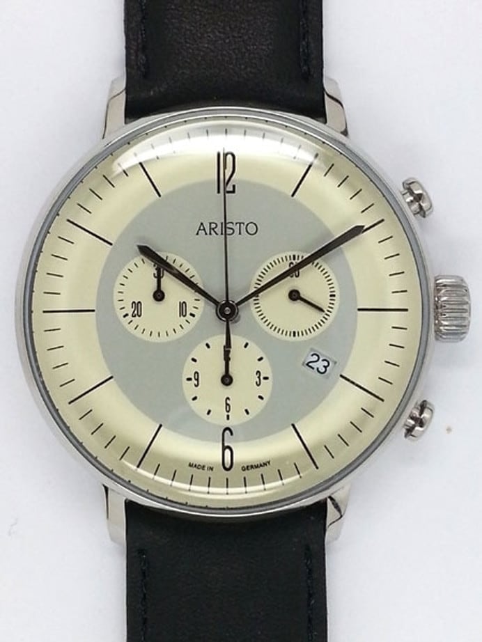 Aristo Bauhaus Swiss Quartz Chronograph Watch with 12-Hr Totalizer #4H177