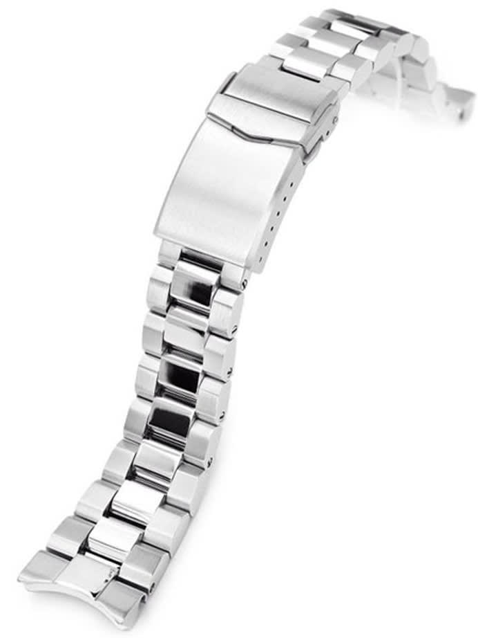 Strapcode 22mm Hexad-O "Boyer" 316L SS Bracelet with Polished Center Links for New Seiko Samurai #SS221820BPS066