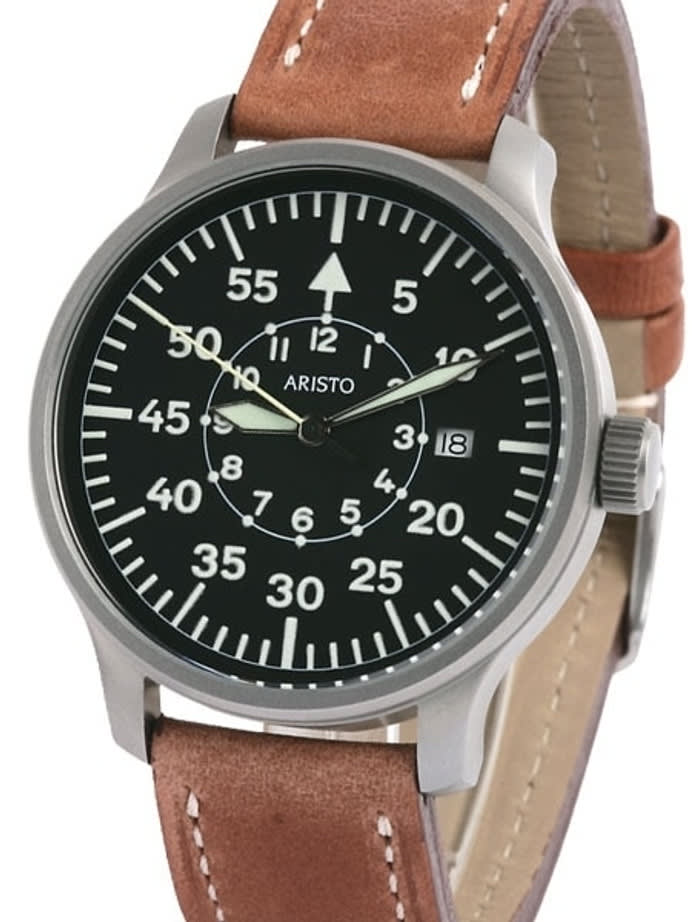 Aristo 3H80 42mm Quartz Pilot's Watch with Sandblasted Case