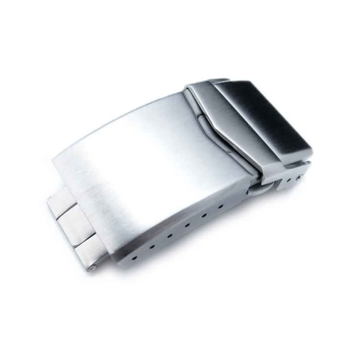Stainless Steel V Clasp Double Lock Diver Buckle, Brushed #CLASP-02