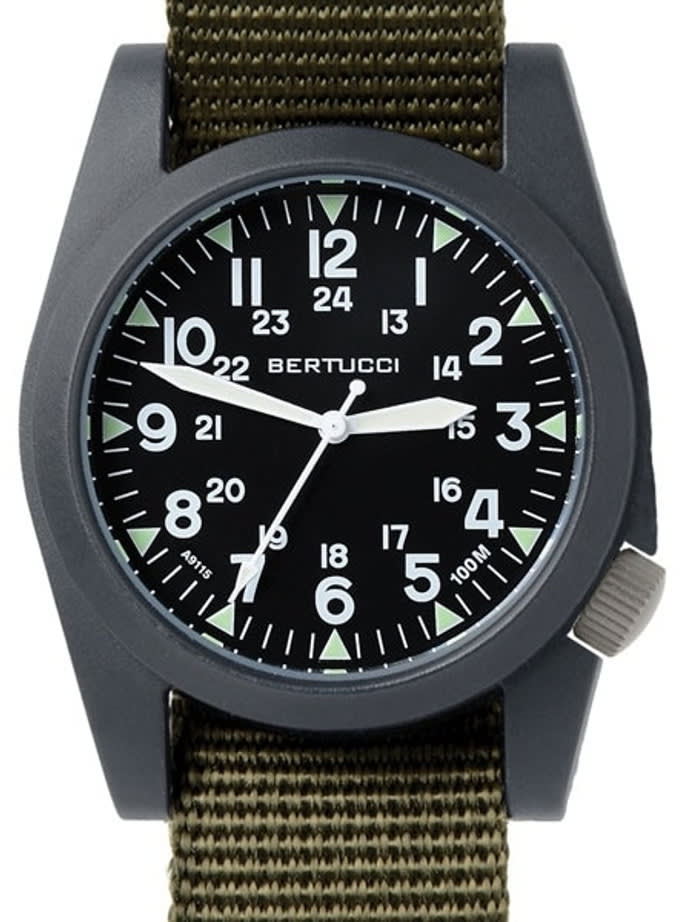 Bertucci A-3P Sportsman Vintage Field Watch with a 42mm Black Poly-Carbonate Case - 13351