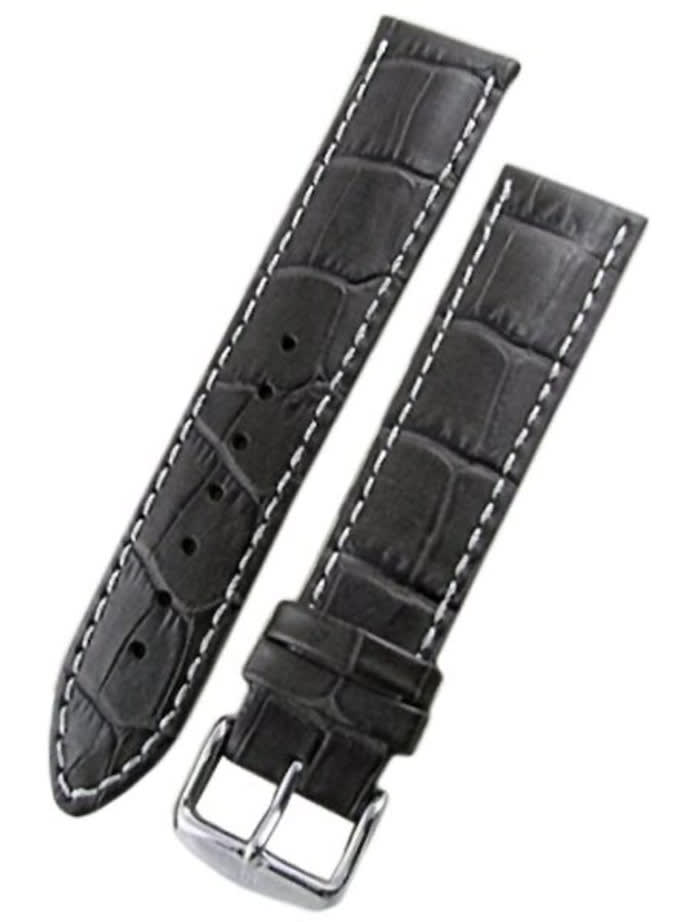 Hirsch Modena Black Alligator Embossed Leather Watch Strap #103028-50