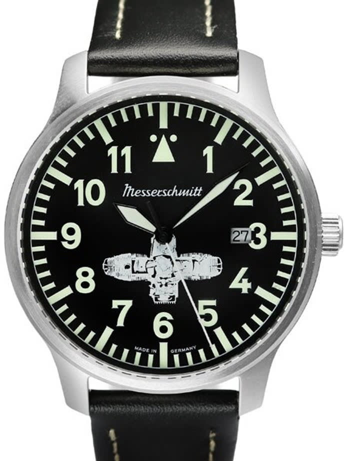 Messerschmitt Fliegeruhr Watch with Leather Strap #ME-Boxer3