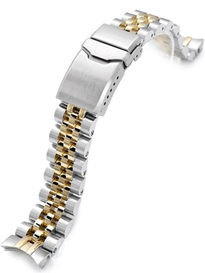 Strapcode 20mm ANGUS-J "Louis" Gold IP and 316L Stainless Steel Watch Bracelet for Seiko Alpinist SARB017 #SS201819PGD064